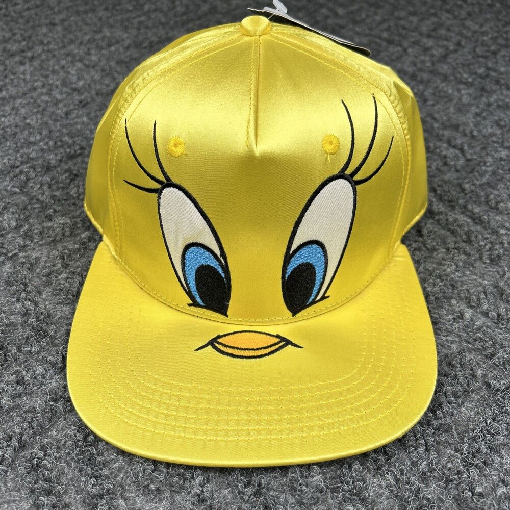Womens WB Looney Tunes Yellow Tweety Bird Ball Cap Hat Embroidery Detail OSFM